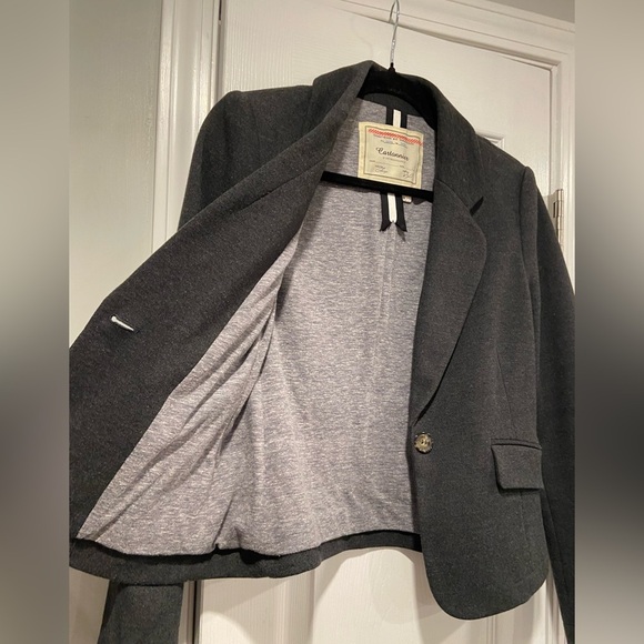 Cartonnier Anthropologie Gray Cotton Blend Everyday Blazer Button Front Size 2 - Picture 6 of 12